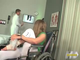 Disabled babe starts to feel toe sucking